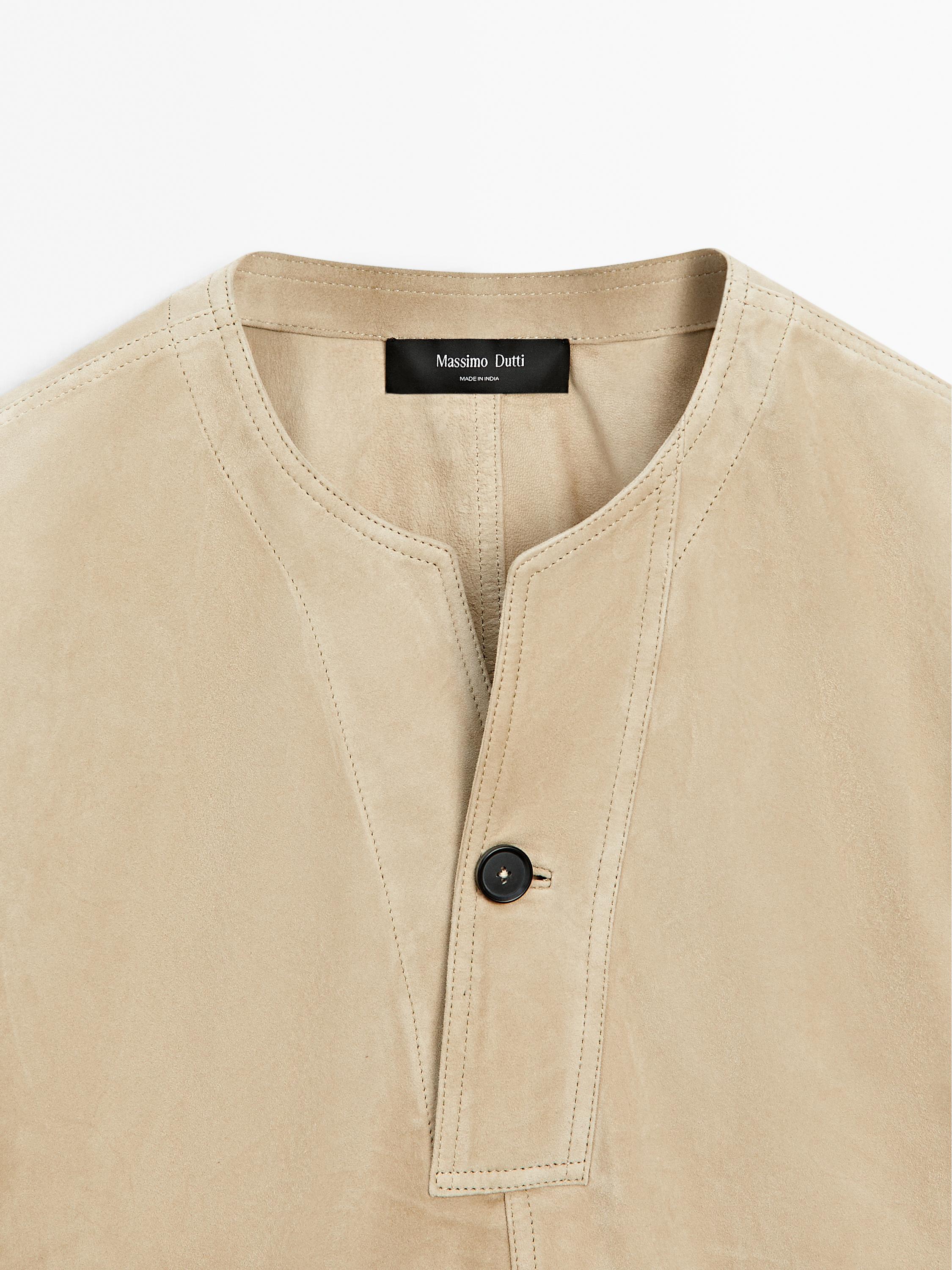 Wide suede leather blouse